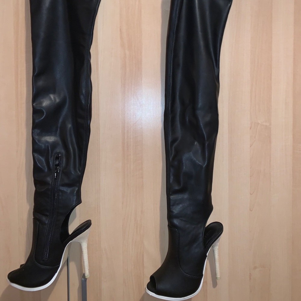 Faux leather thigh high over the knee boots size 6